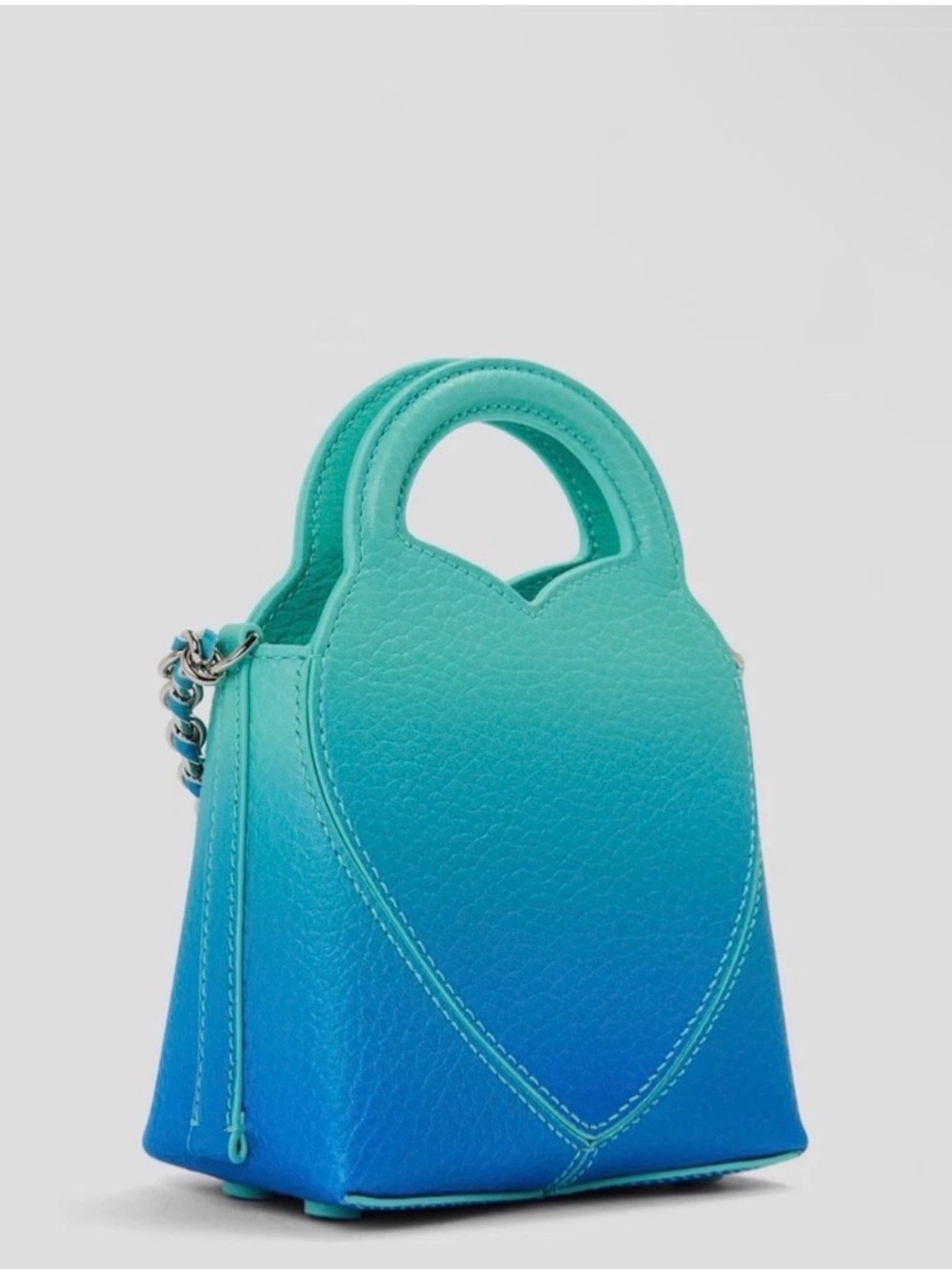Turquoise-Blue Gradient Heart Mini Bag